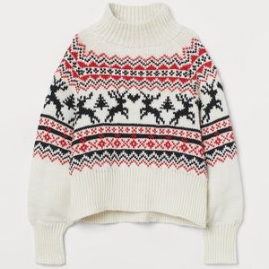 Cozy Christmas Reindeer “Ugly” Sweater in White